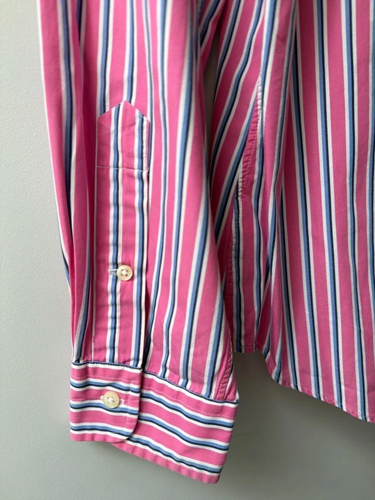 Men’s Ralph Lauren Custom Fit Stripped Oxford Shirt In Pink - Large - 3192