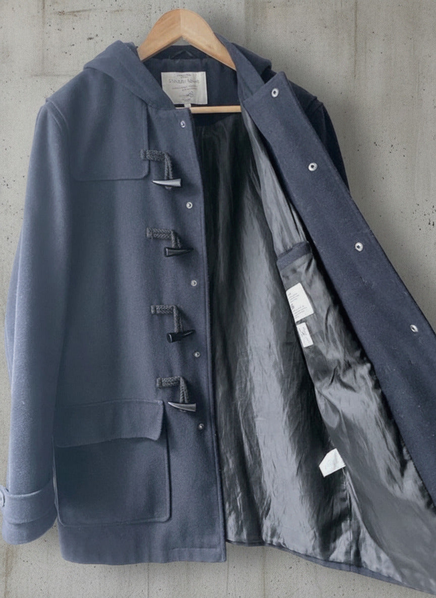 Men's Stanley Adams Premium Wool Hooded Duffle Coat In Navy - Large - 2440