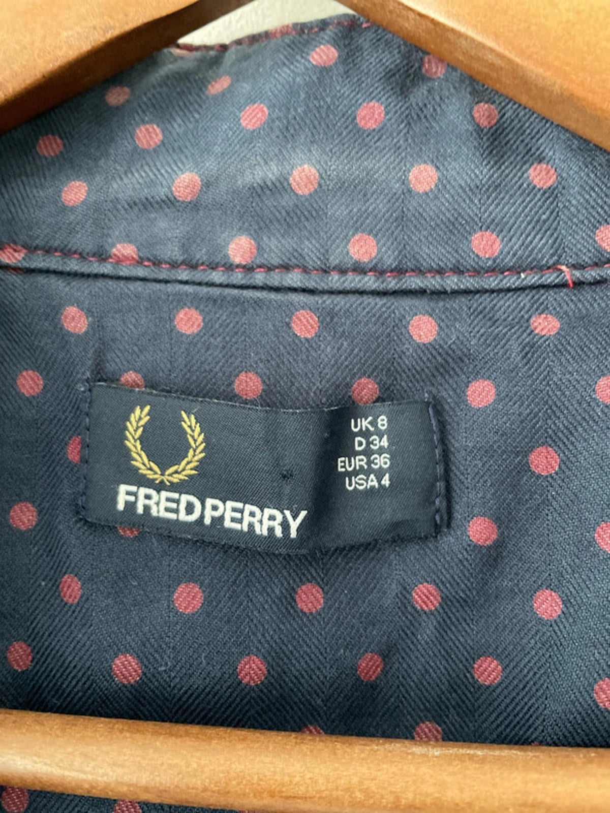 Women’s Fred Perry Harrington Jacket Coat In Burgundy - UK8 - 1995