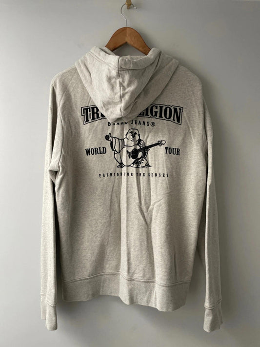 Men’s True Religion Printed Zip Through Hoodie Top - Medium - 1990
