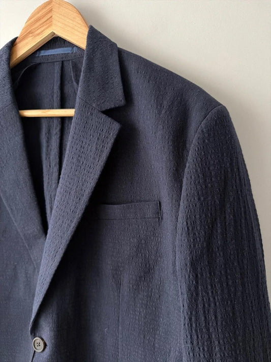 Men’s Jack & Jones Premium Linen Seersucker Blazer In Navy - Medium - 3282