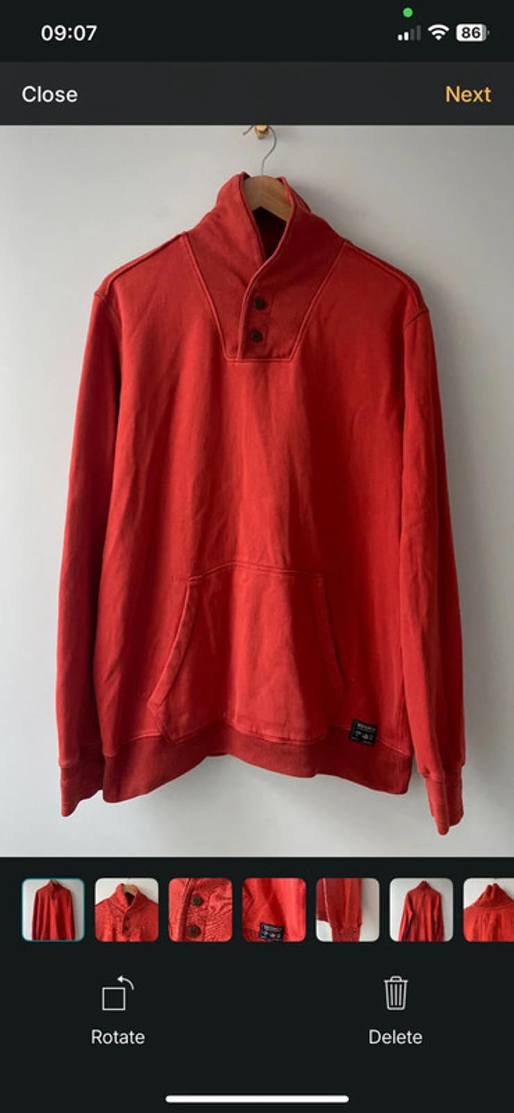 Men’s Woolrich Shawl Collar Jumper Top In Red - Medium - 2449