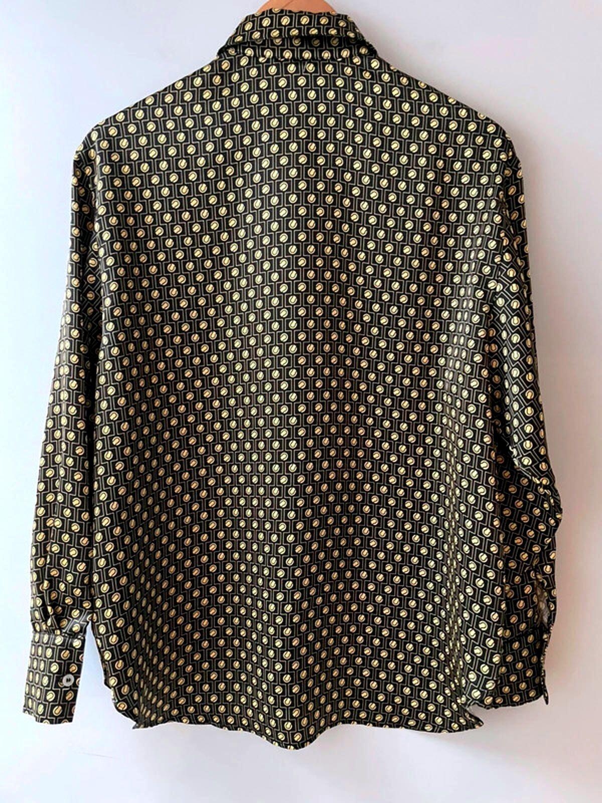 Mens Lacoste Regular Fit Printed Satin Shirt In Brown/Cream - Medium -2733
