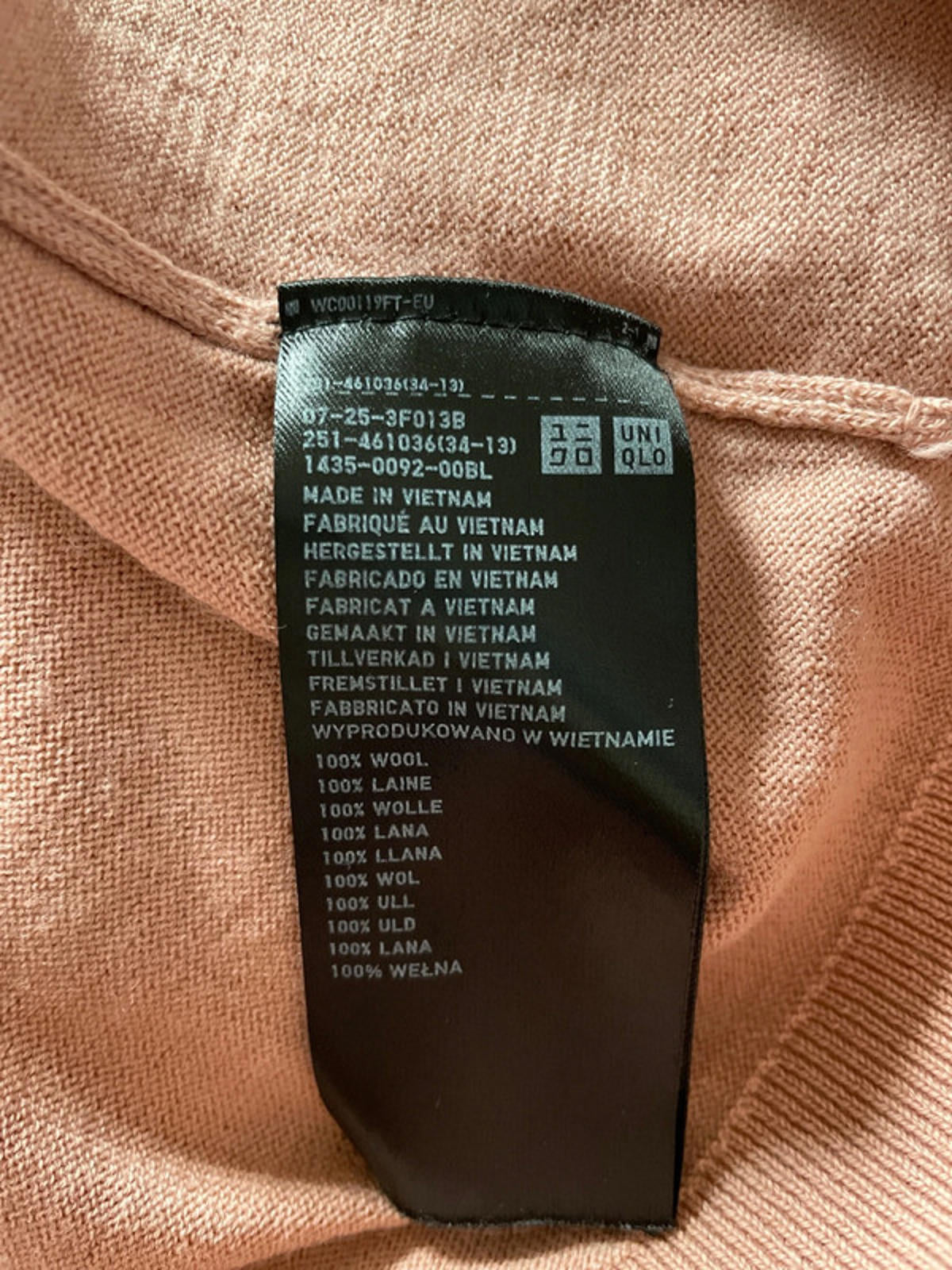 Men’s Uniqlo 100% Wool Crew Neck Long Sleeve Jumper In Pink - XLarge - 2517