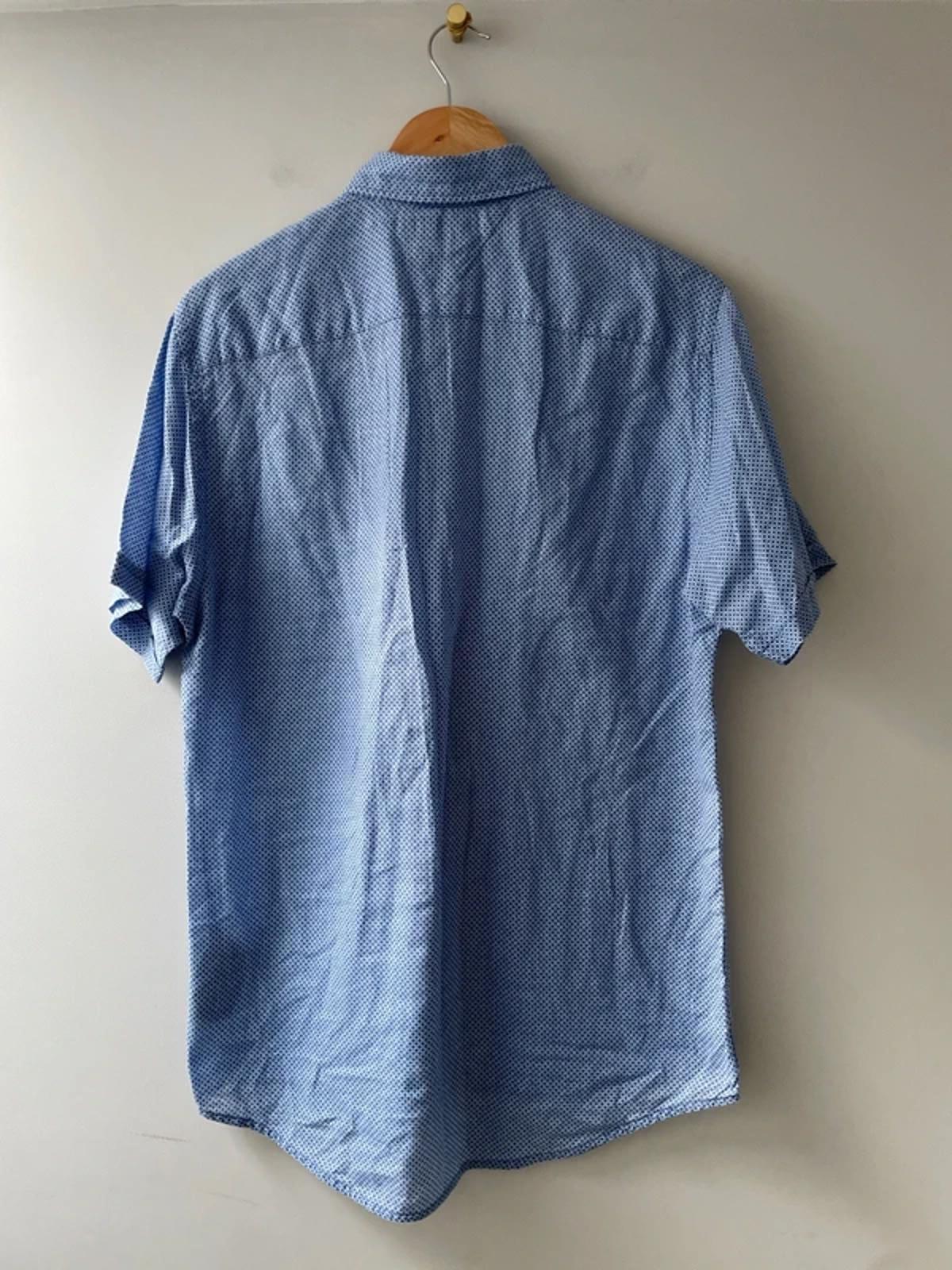 Men’s Tommy Hilfiger Premium Linen Short Sleeve Shirt In Blue - Small - 3017