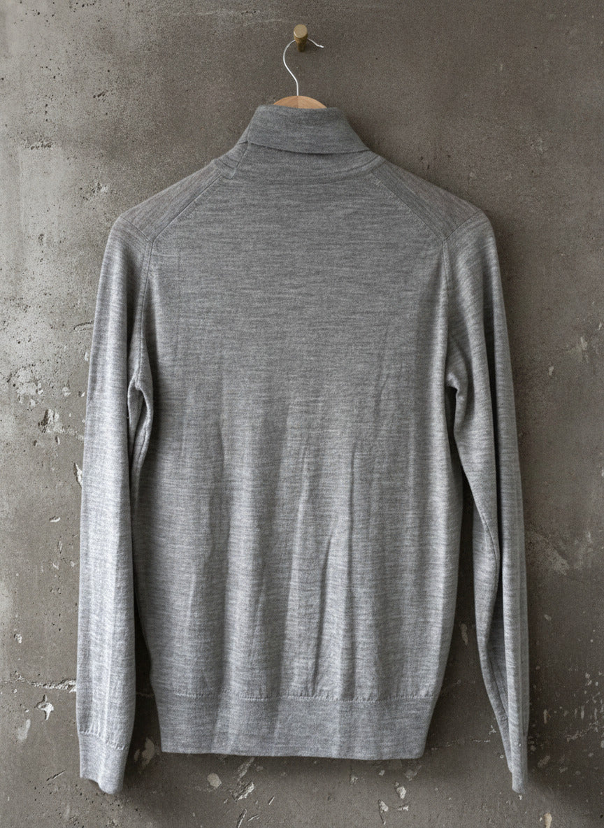 Men’s John Smedley Made In England Wool Roll Neck Jumper In Grey - Medium - 2288