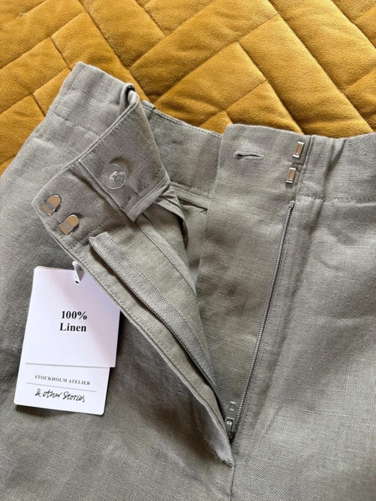Women’s & Other Stories 100% Linen Shorts In Khaki - Uk6 - 3371