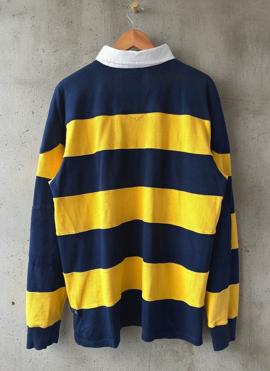 Men’s Roderick Charles London Striped Rugby Shirt In Navy/Yellow  - Large - 3737