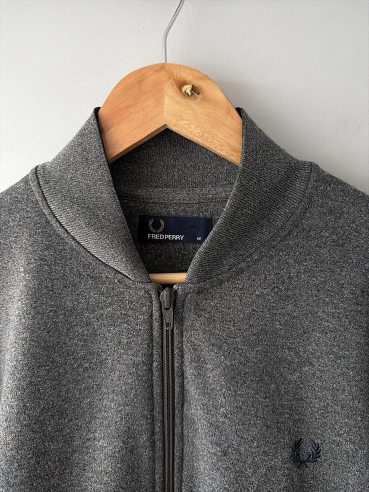 Men’s Fred Perry Zip Through Bomber Jacket In Grey - Medium - 2691