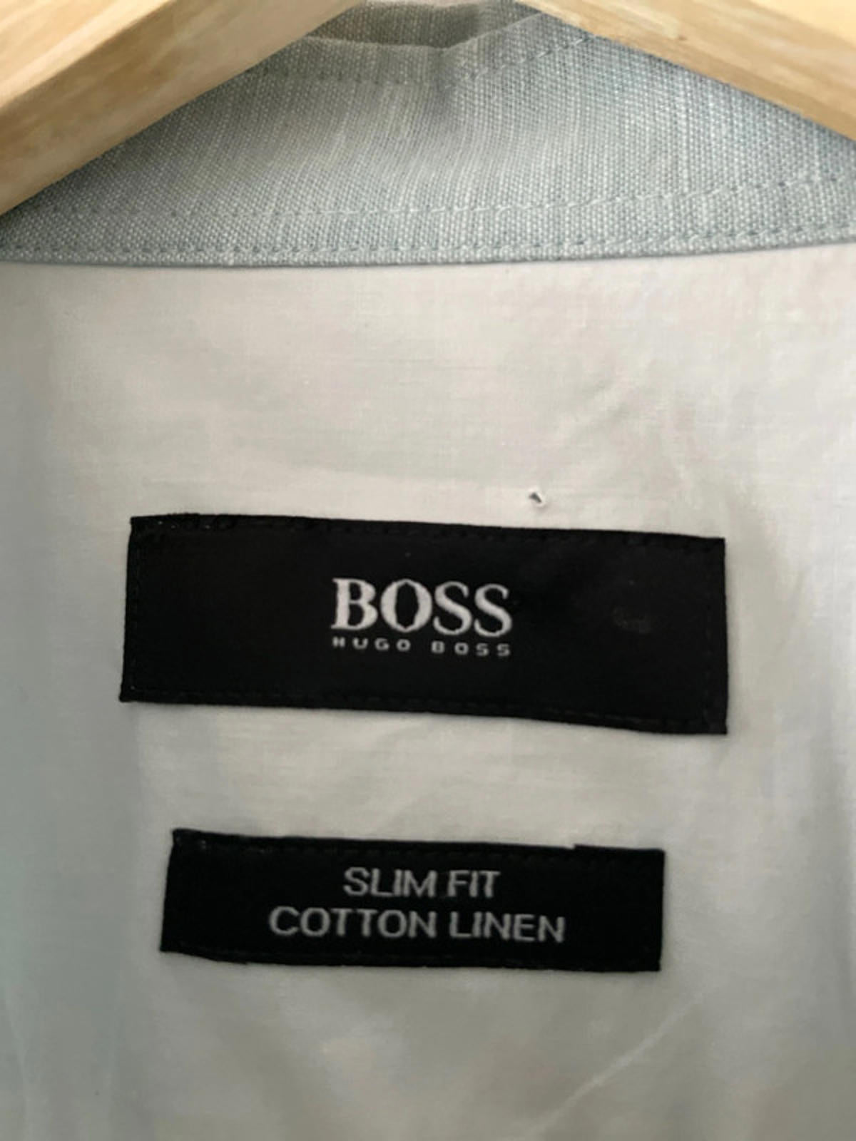 Men’s Hugo Boss Linen Long Sleeve Slim Fit Shirt in Light Blue - Medium - 2290