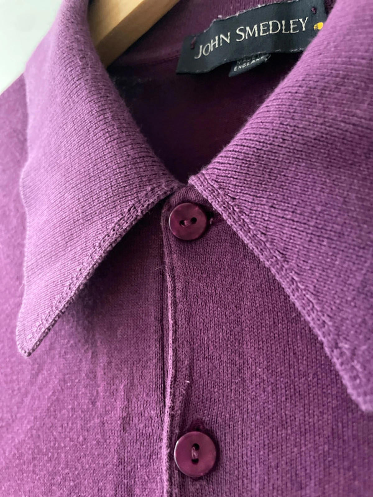 Men’s John Smedley Premium Knitted Polo Shirt Top In Purple - XSmall - 2879