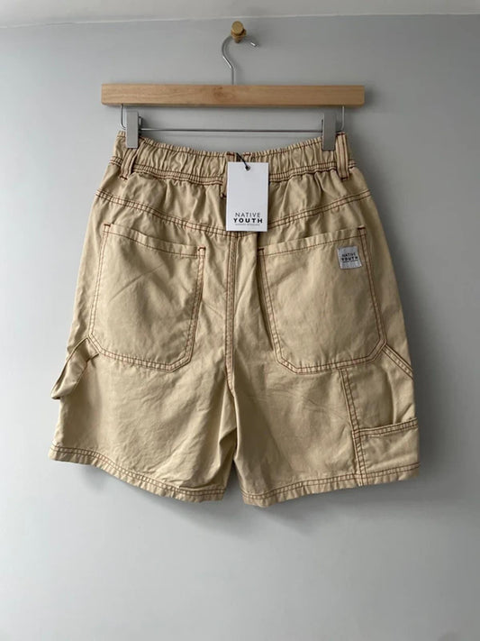 Women’s Native Youth Baggy Fit Cargo Shorts In Beige - W28/L6 - 3174