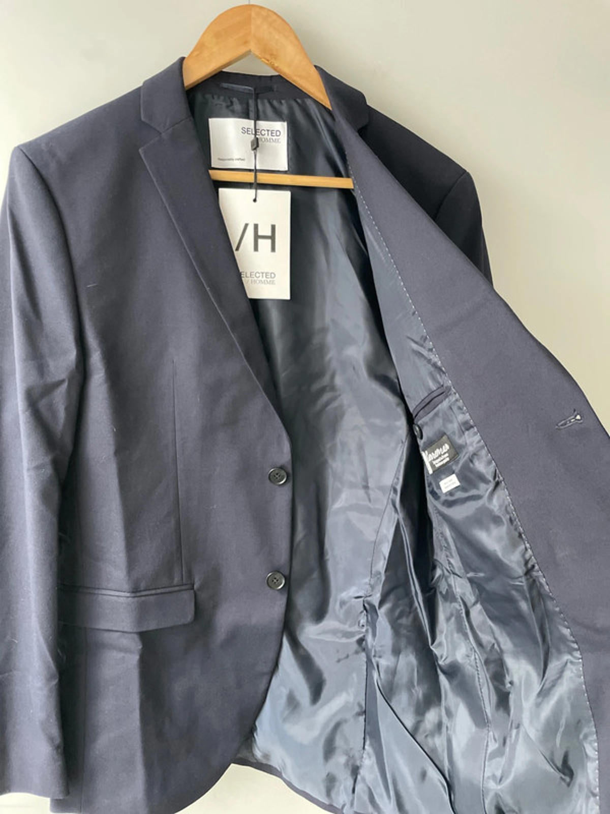 Men’s Selected Homme Double Button Blazer Jacket In Navy - 2283 - Medium