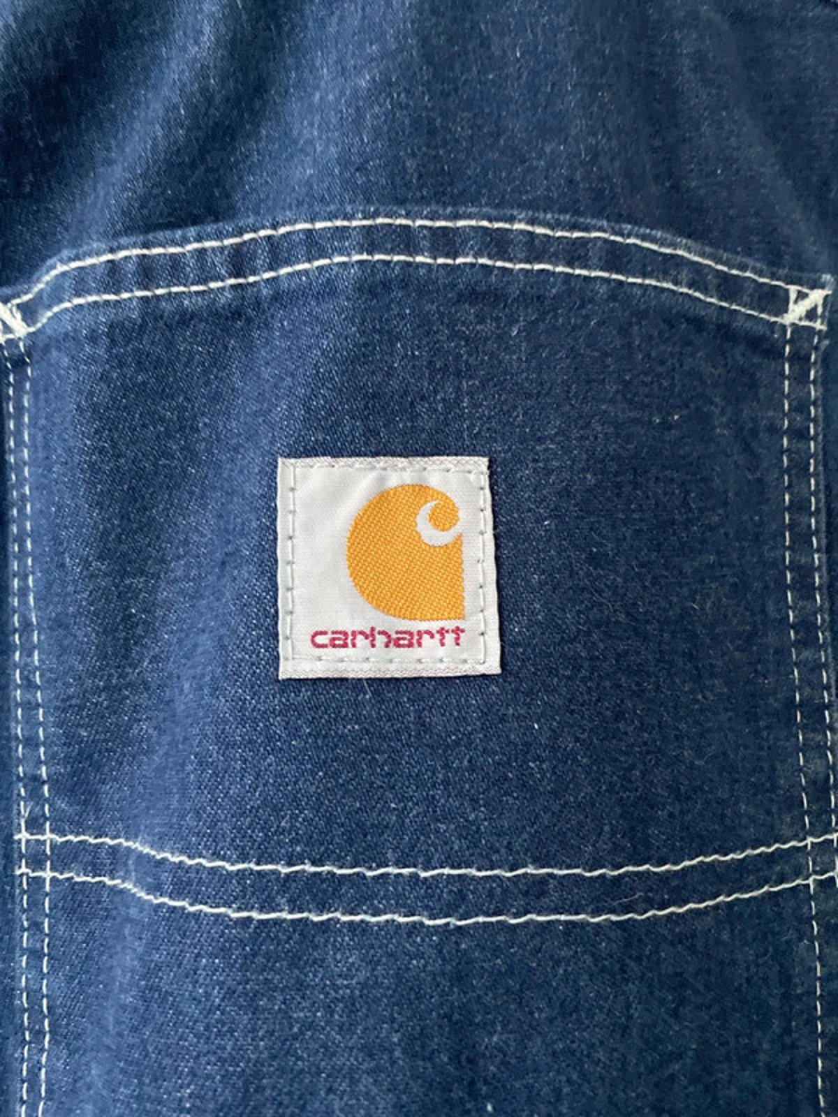 Men’s Carhartt Carpenter Style Contrast Stitching Dungaree Fit Jeans In Navy - W34/L30 - 2519