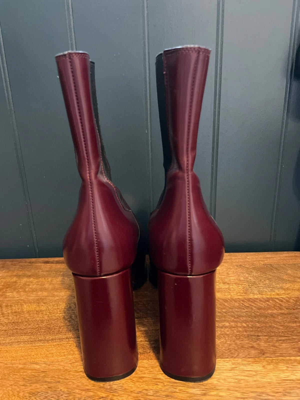 Women’s & Other Stories Premium Leather Platform Boots In Cherry Red - UK8 -2553