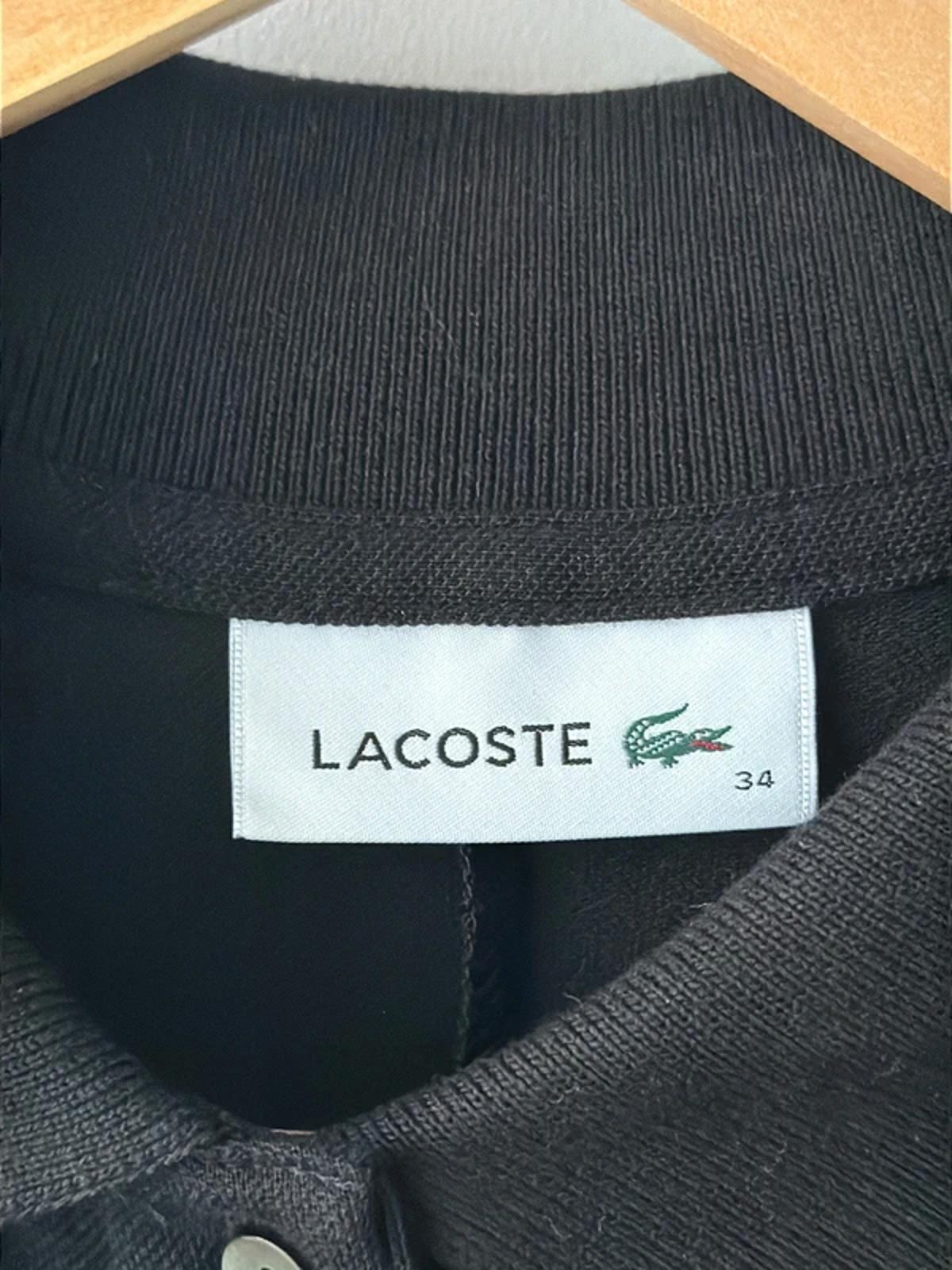 Women’s Lacoste Long Sleeve Fluid Piqué Polo Collar Dress In Black - Small - 3248