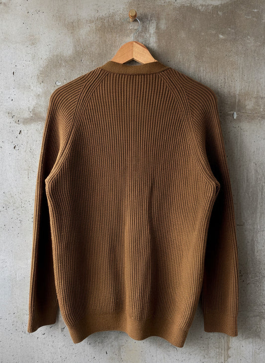 Men’s Lacoste Premium Wool Cardigan In Brown - Small - 3804