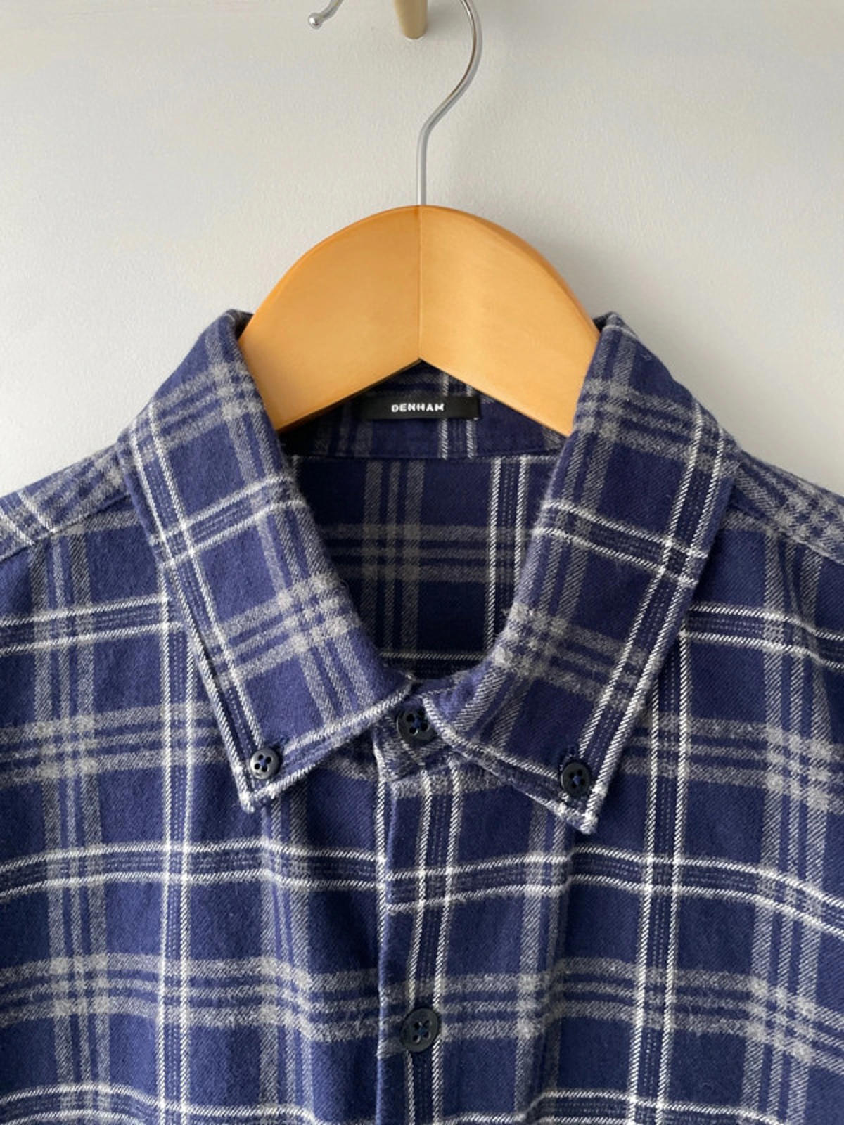 Men’s Denham Premium Brushed Cotton Check Shirt In Navy - Large - 1878
