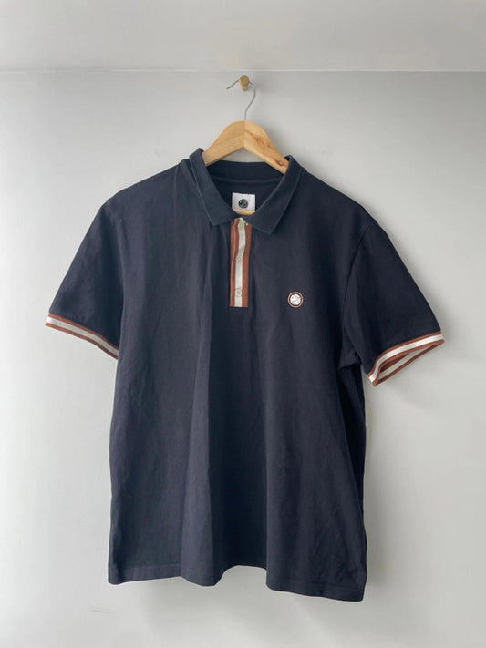 Men’s Pretty Green Double Tipped Black Polo Top - Large - 1722