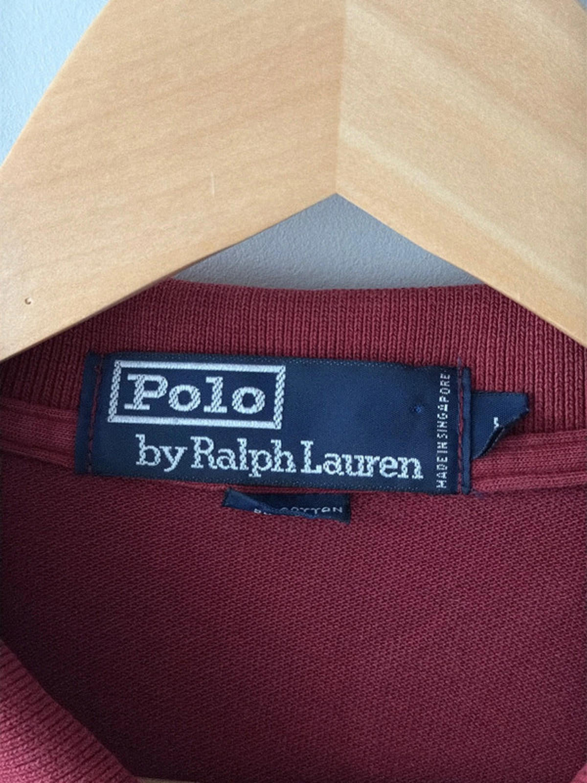 Men’s Ralph Lauren Premium Long Sleeve Polo Top In Burgundy - Large - 2690