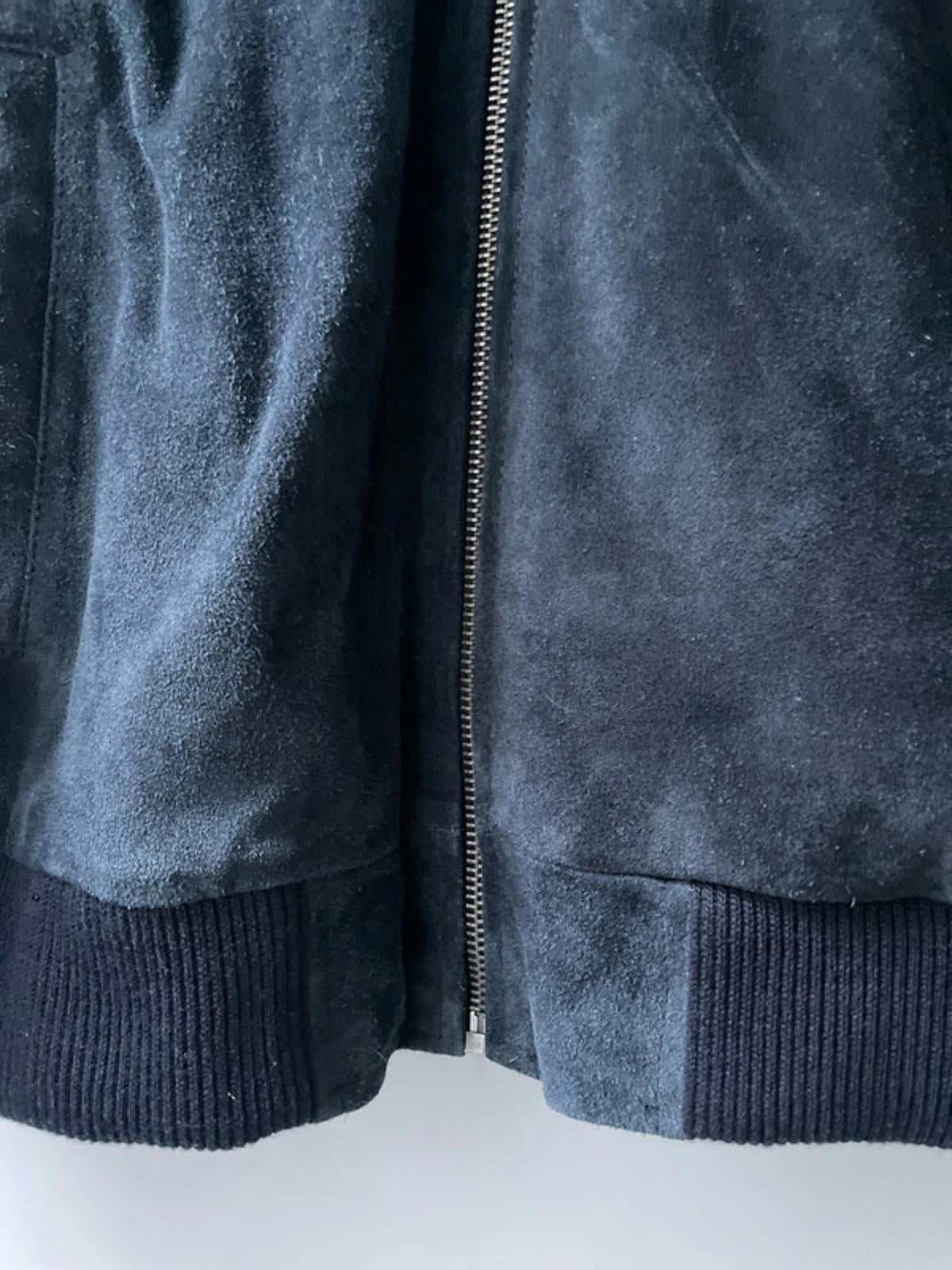 Men’s Premium Leather Bomber Jacket Coat In Navy - Large - 2661