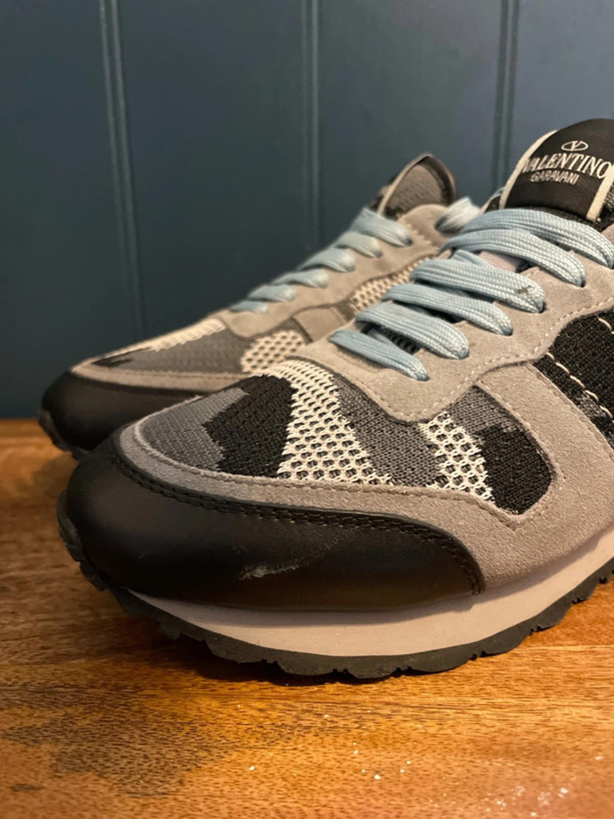 Women’s Valentino Garavani Camouflage Suede Trainers in Black/Grey - UK5 - 2656