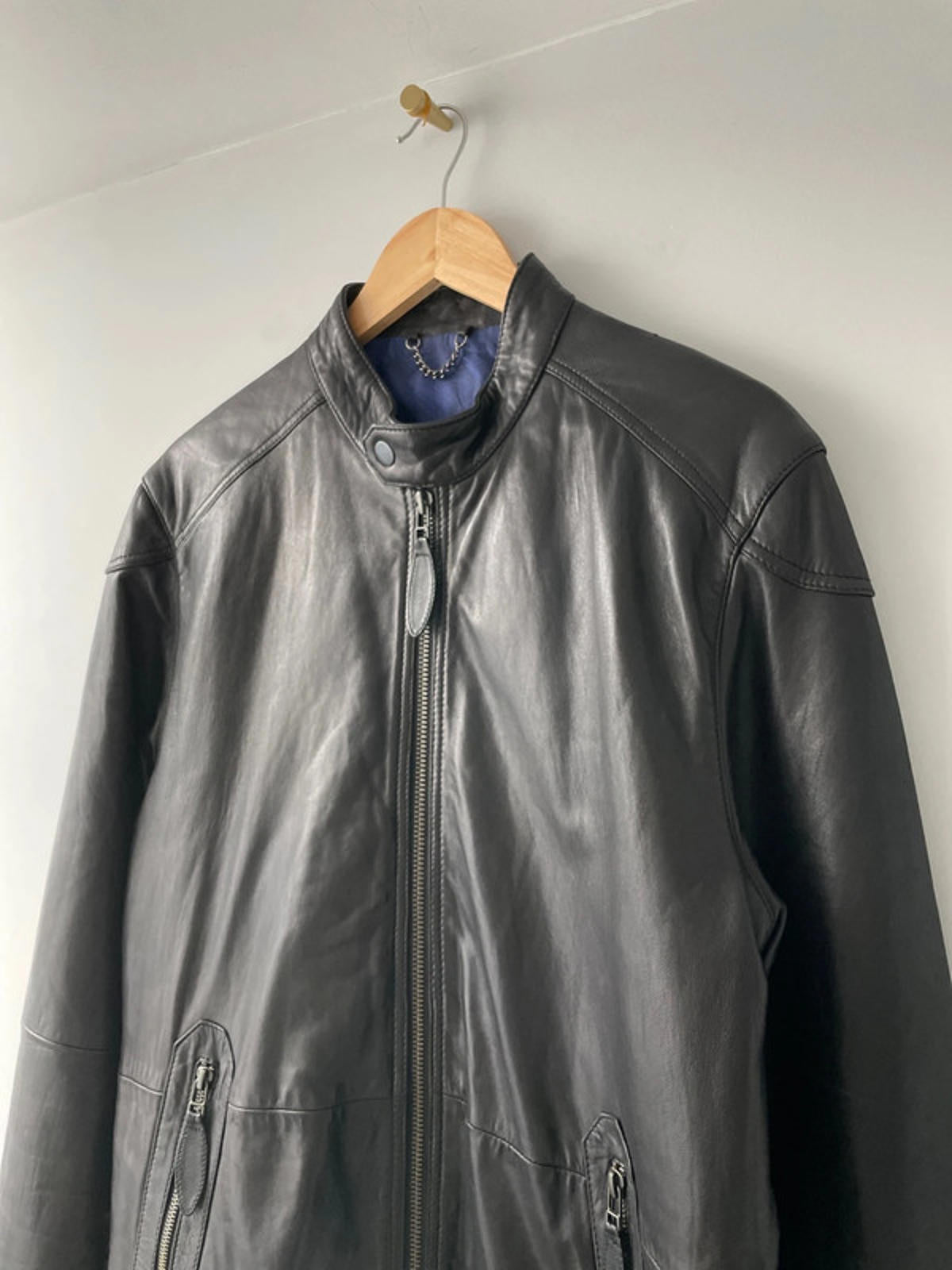 Men’s Ted Baker Premium Soft Leather Biker Jacket In Brown - Medium - 2266