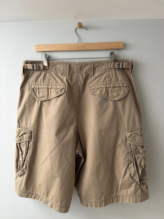Men’s cargo combat baggy fit shorts in beige - W36 - 3404