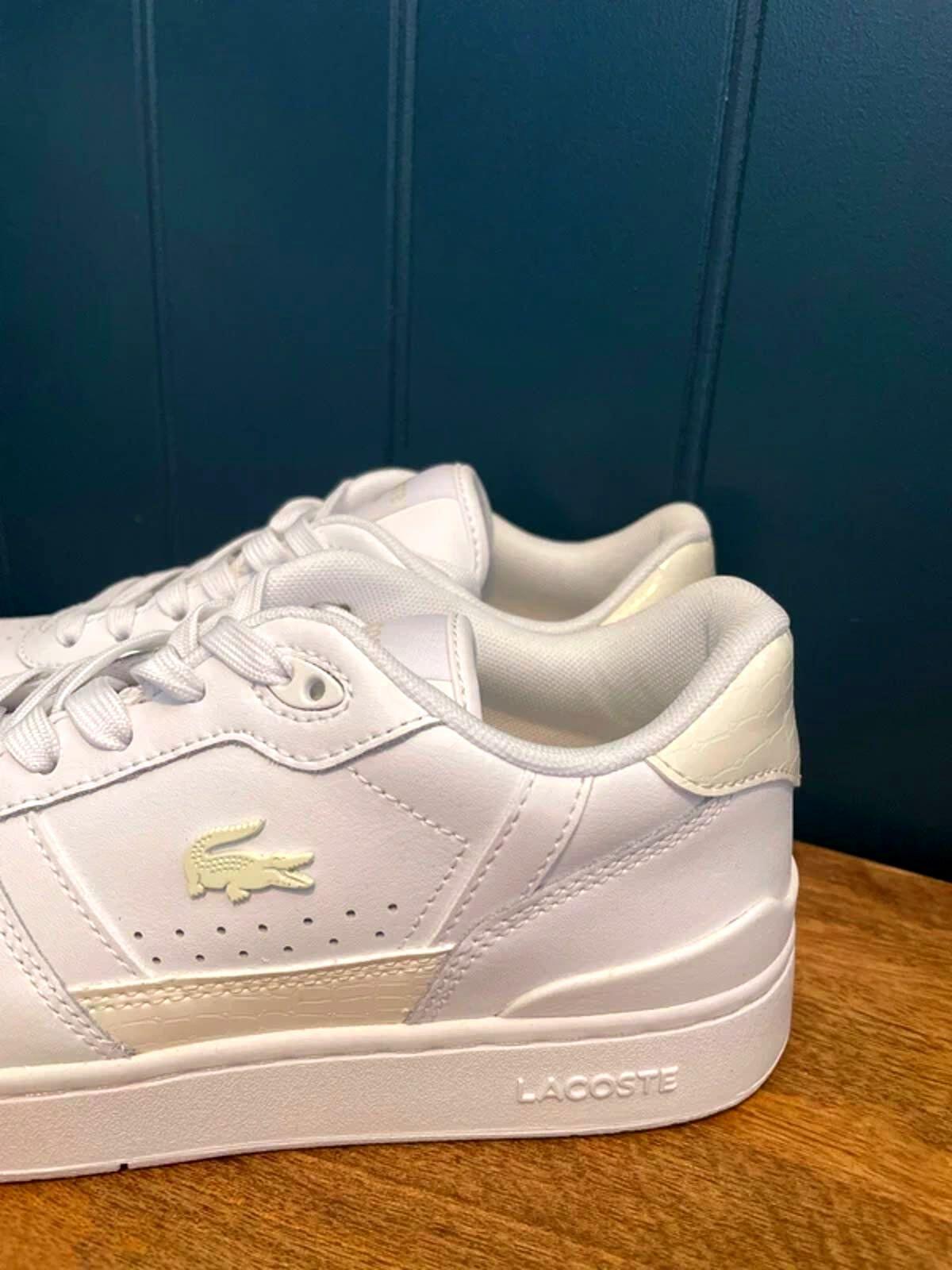 Women’s Lacoste T-Clip Premium Leather Trainers in White - UK4 - 3097