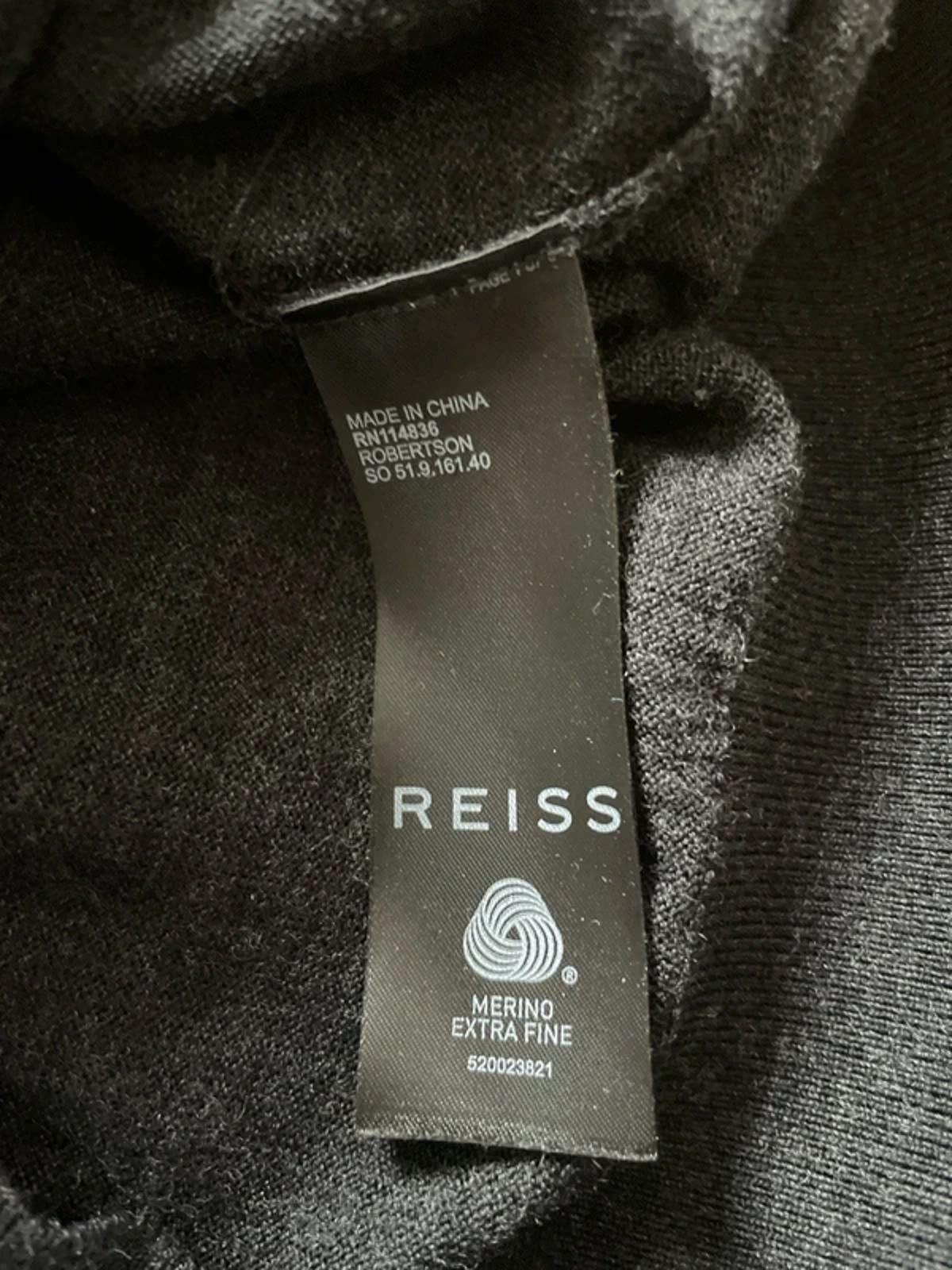 Men’s Reiss 100% Merino Wool Long Sleeve Knitted Polo Top In Grey - Small - 2904