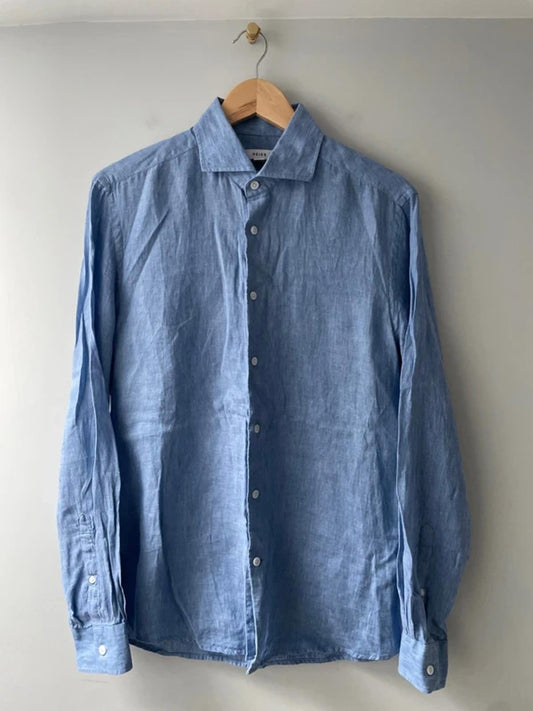 Men’s Reiss 100% Premium Linen Regular Fut Shirt in Blue - Medium - 2907