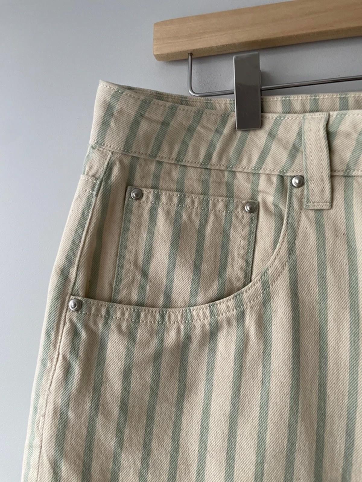 Men’s Stripped Classic Chino Shorts in Green/Cream - W34/L10.5 - 3166