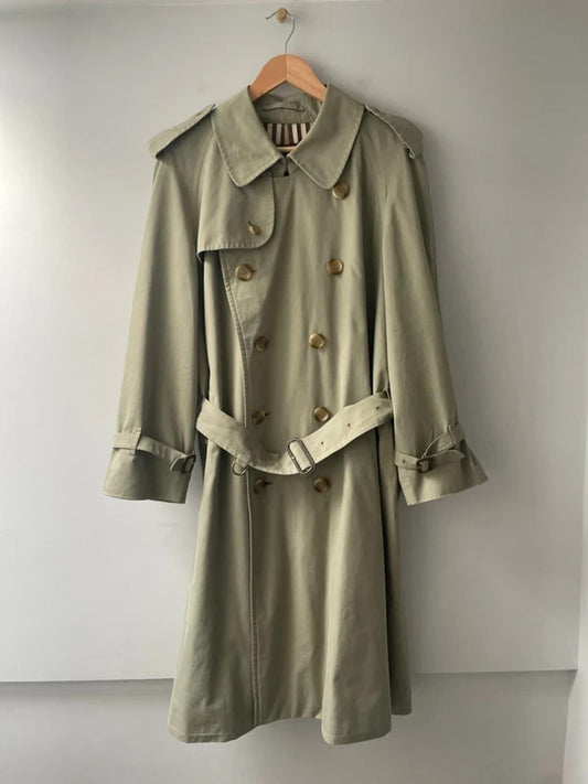 Women’s Burberry Kensington Vintage Double Breasted Trench Coat in Light Green - Uk16 - 3000