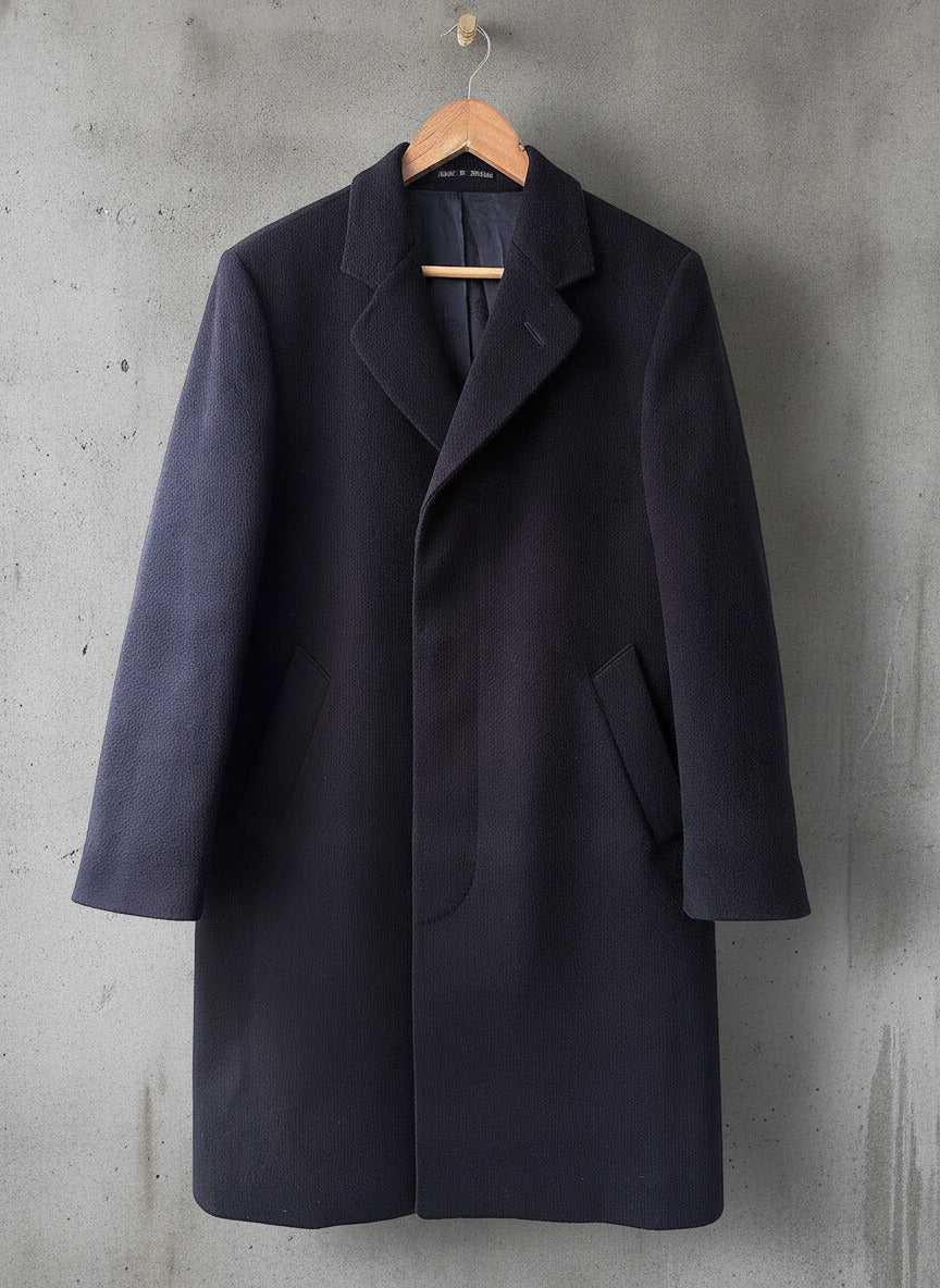 Men's Dunn & Co Made in Britain 100% Wool Overcoat In Dark Navy - Medium - 3786