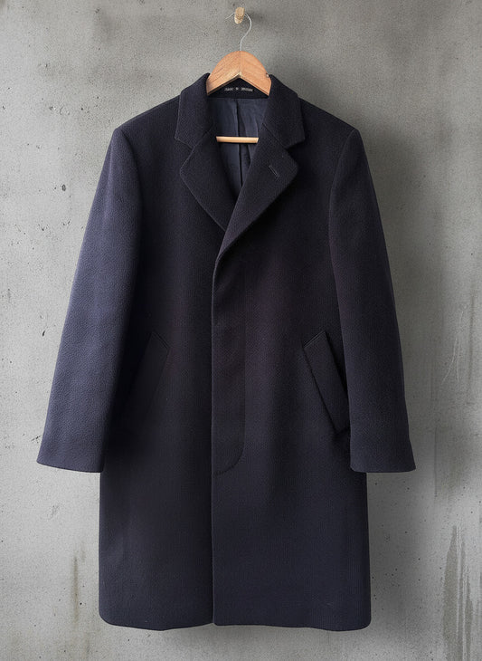 Men's Dunn & Co Made in Britain 100% Wool Overcoat In Dark Navy - Medium - 3786