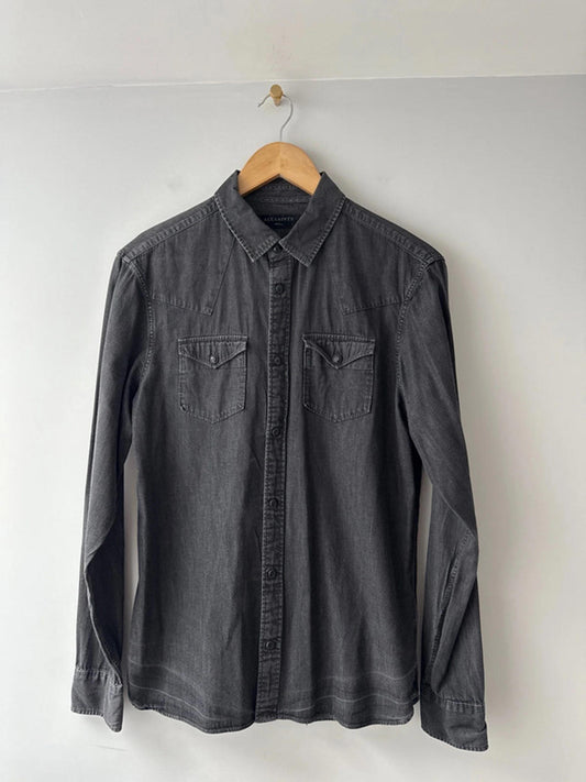 Men’s Allsaints Washed Western Denim Chambray Shirt - Small - 1968