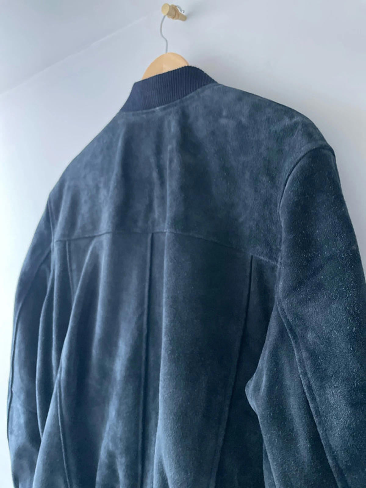 Men’s Premium Leather Bomber Jacket Coat In Navy - Large - 2661
