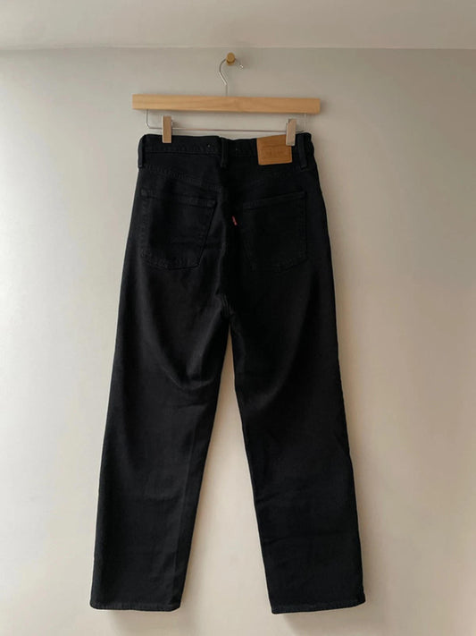 Women’s Levi’s High Waisted Ribcage Straight Fit Jeans In Black - W26/L27 - 2758