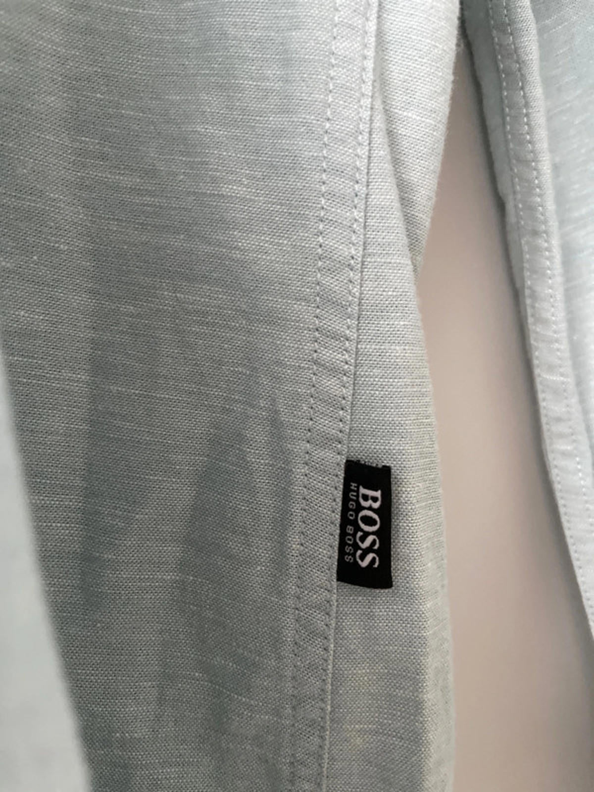 Men’s Hugo Boss Linen Long Sleeve Slim Fit Shirt in Light Blue - Medium - 2290