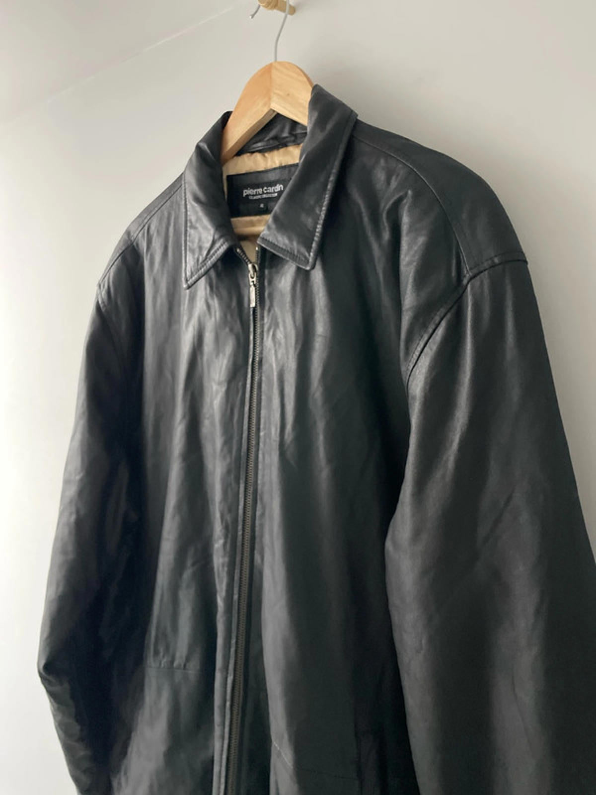 Men’s Pierre Cardin Premium Soft Leather Harrington Jacket In Black - XLarge - 2552