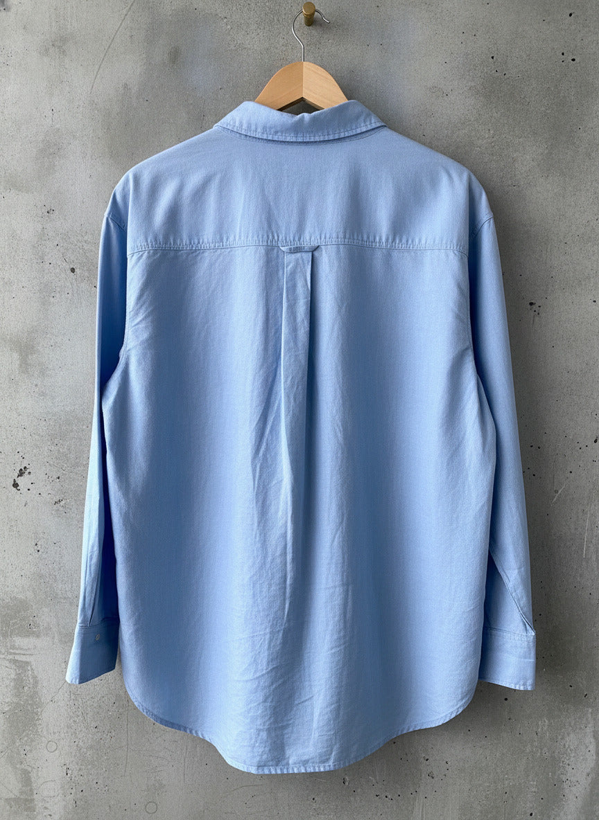 Men’s H&M Oversized Fit Long Sleeve Chambray Shirt In Blue - Medium - 2233