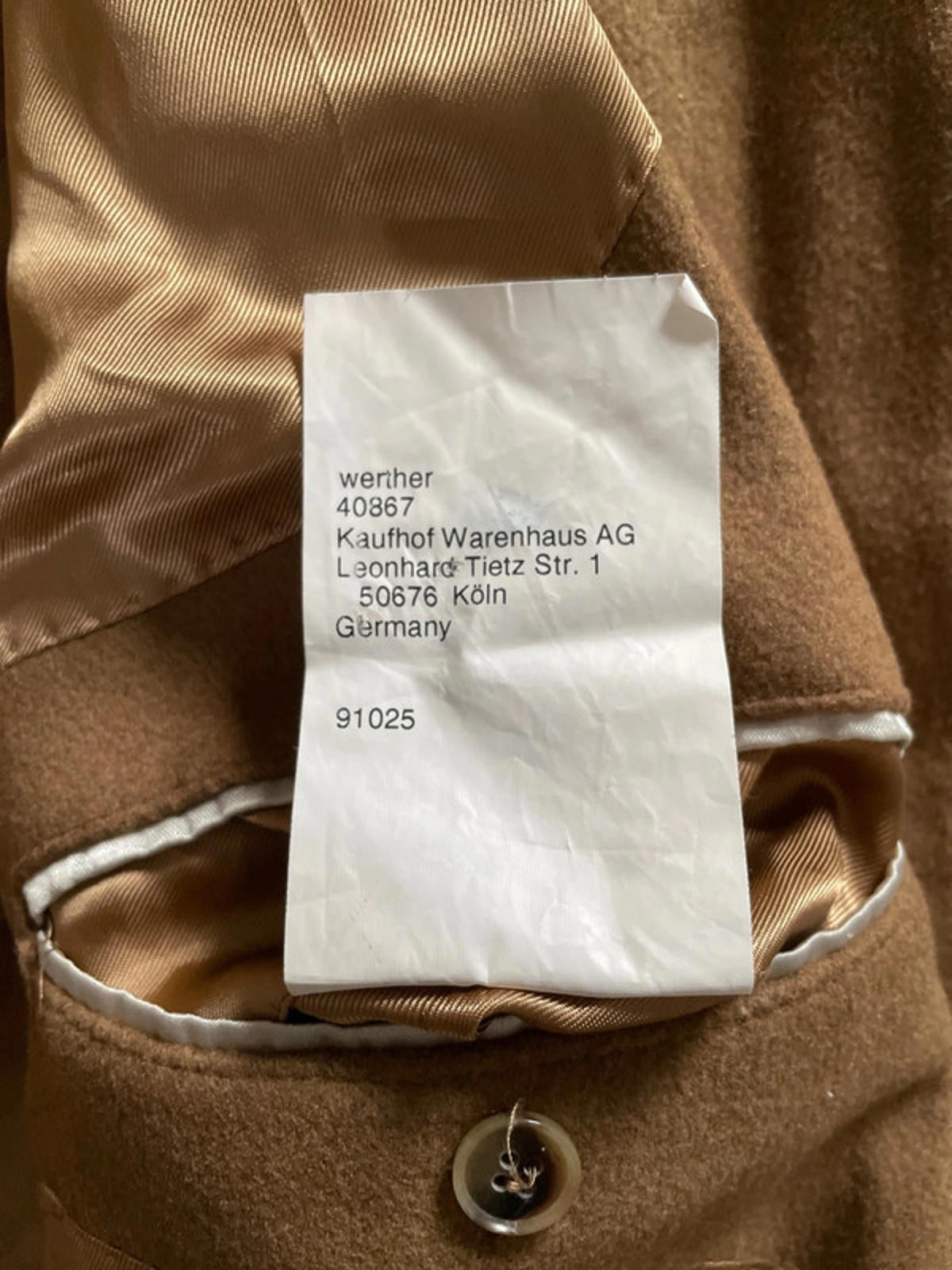 Men’s Werther Wool Cashmere blend Longline Coat In Camel - Large -2460