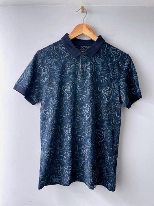 Men’s Pretty Green Tonal Wonderwall Paisley Print Polo Top - Medium - 1724