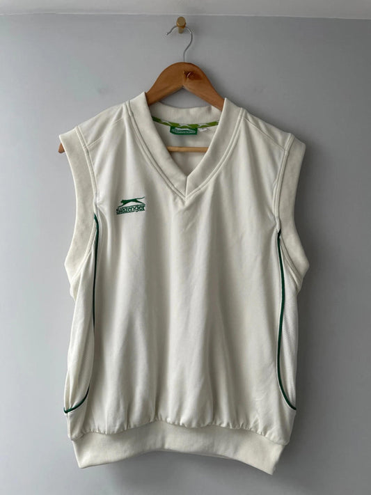 Men’s Slazenger Vintage Retro Cricket Tank Top Jumper In Cream - Medium - 2316