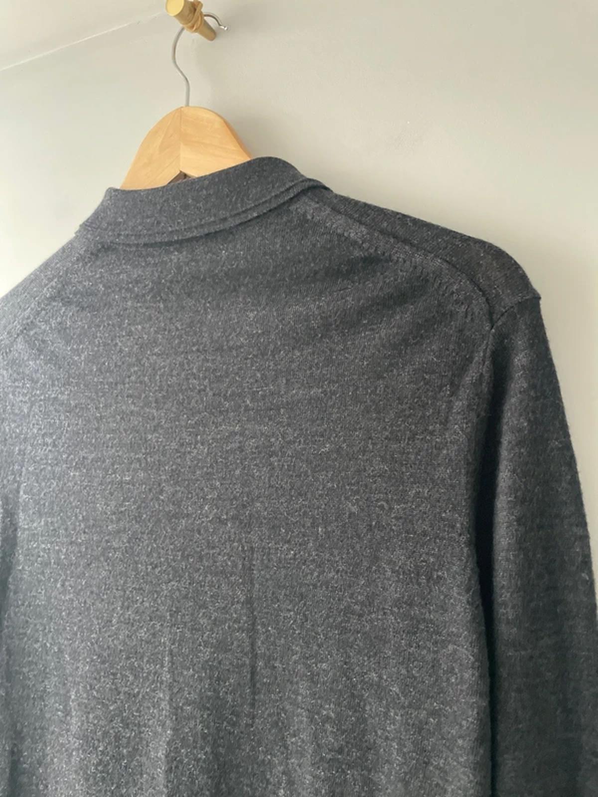Men’s Reiss 100% Merino Wool Long Sleeve Knitted Polo Top In Grey - Small - 2904