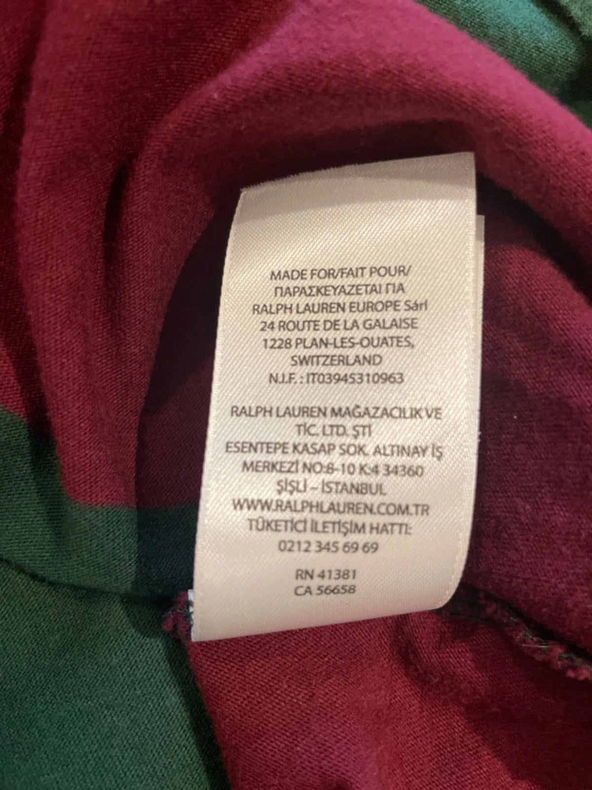 Men’s Ralph Lauren Stripped Hooded Rugby Shirt Top In Burgundy/Green - Medium - 2532