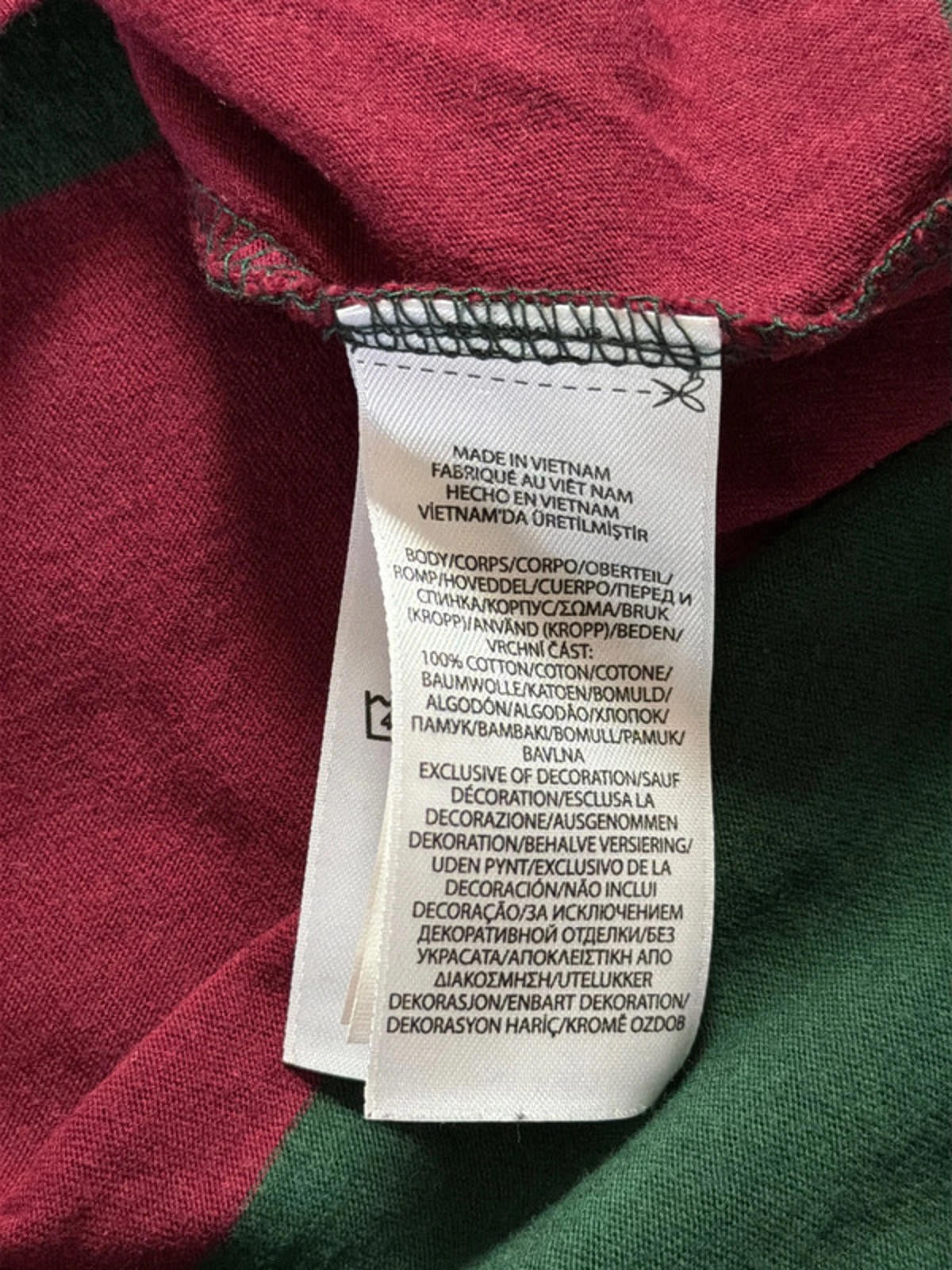 Men’s Ralph Lauren Stripped Hooded Rugby Top In Burgundy/Green - Medium - 2682