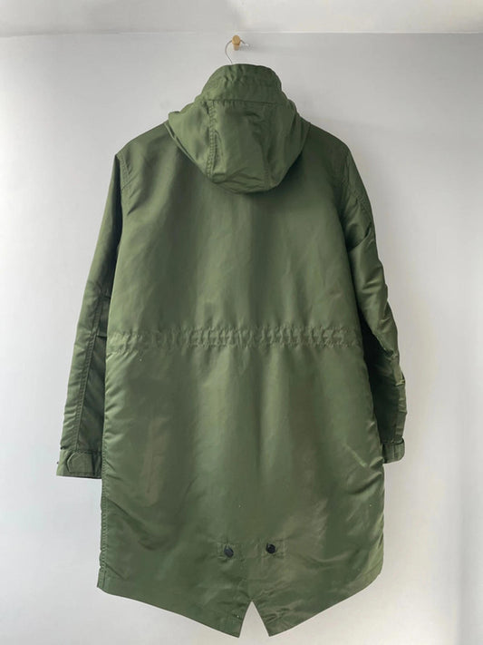 Women’s Fred Perry Hooded Parka Jacket Coat In Khaki - UK10 -2070