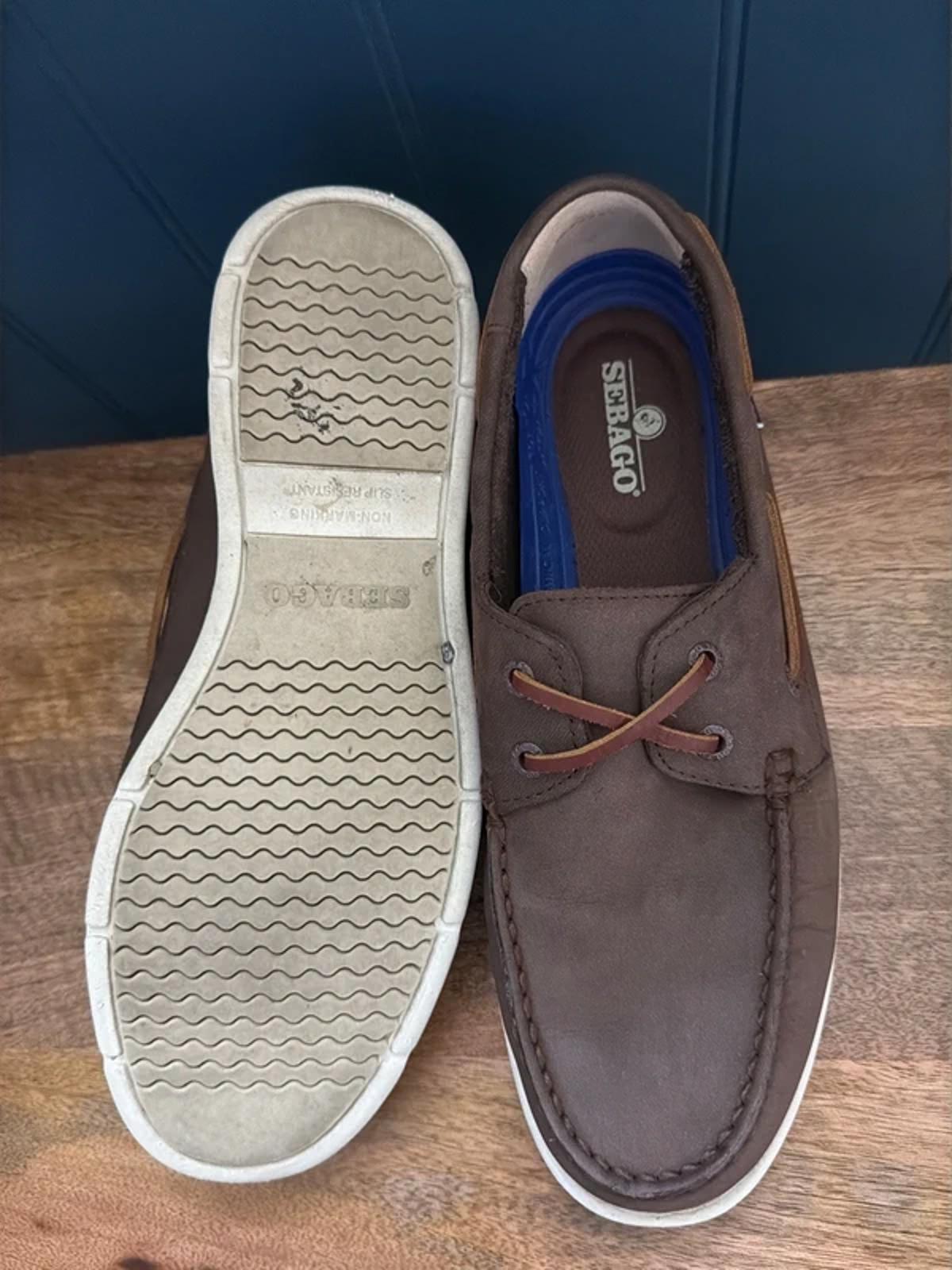 Men’s Sebago Naples Premium Leather Classic Boat Deck Shoes In Brown - Uk8 - 3287