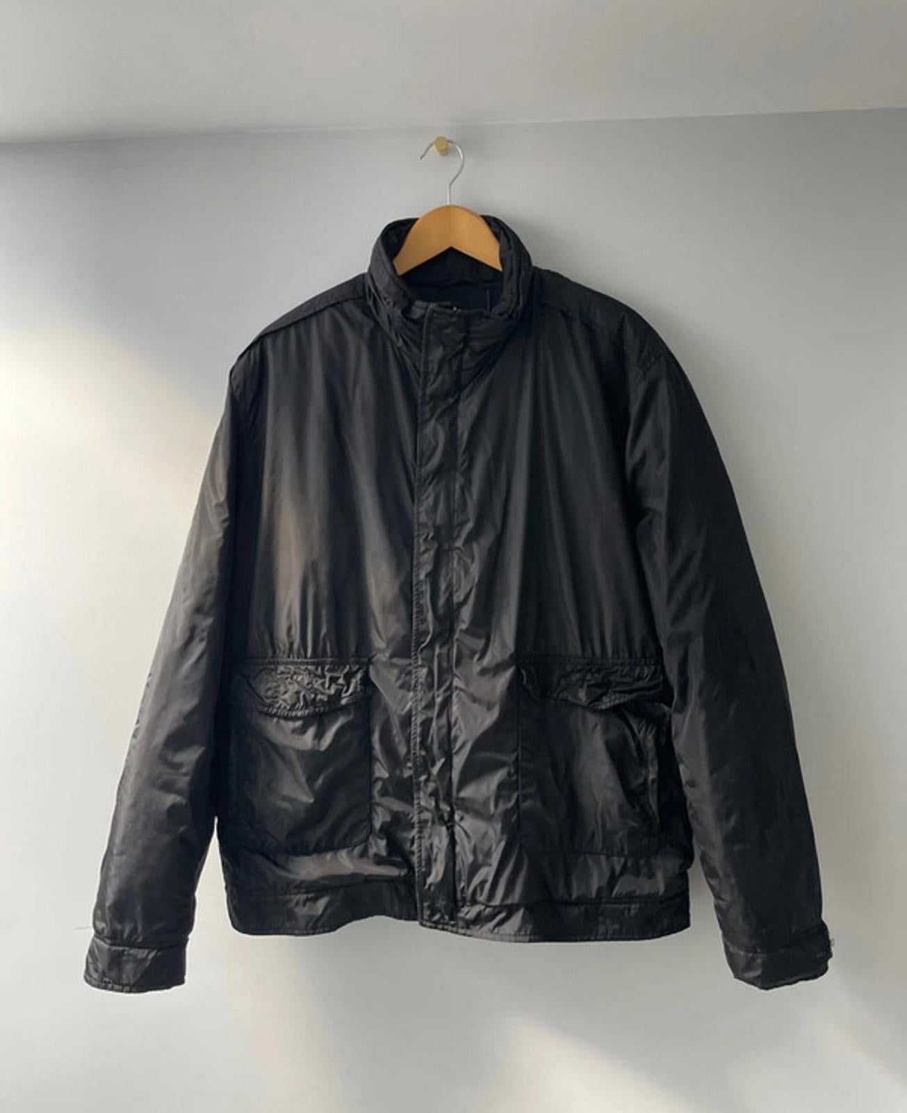 Men’s Massimo Dutti Zip Through Padded Jacket Coat In Black - XLarge
